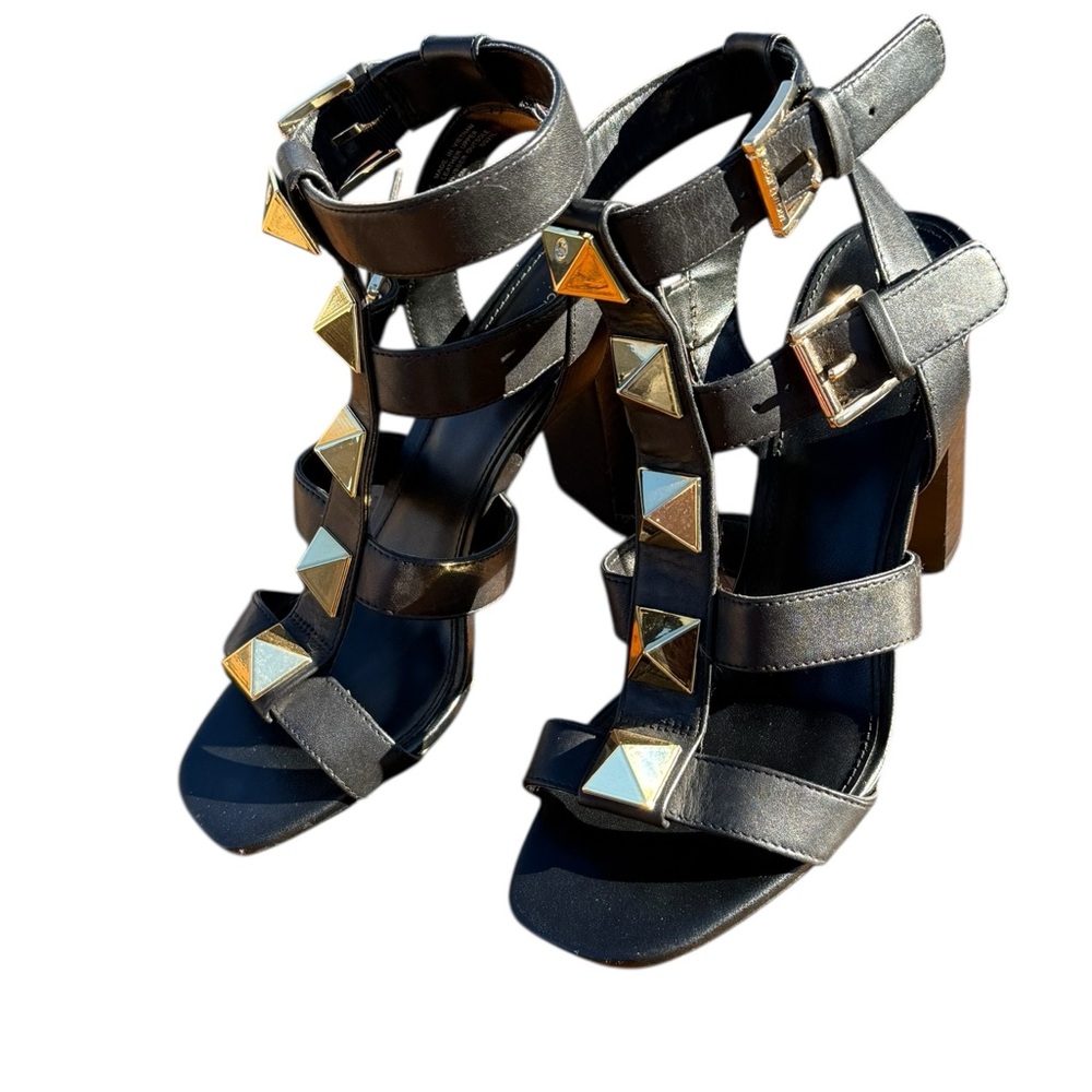 Michael Kors Wren Studded Leather Pyramid‎ Block-heel Gladiator Sandals Sz 5.5 - Picture 4 of 13